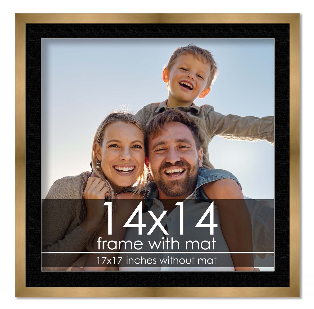 14x14 Frame with Mat - Bronze 17x17 Frame Wood Made to Display Print or Poster Measuring 14 x 14 Inches with Black Photo Mat